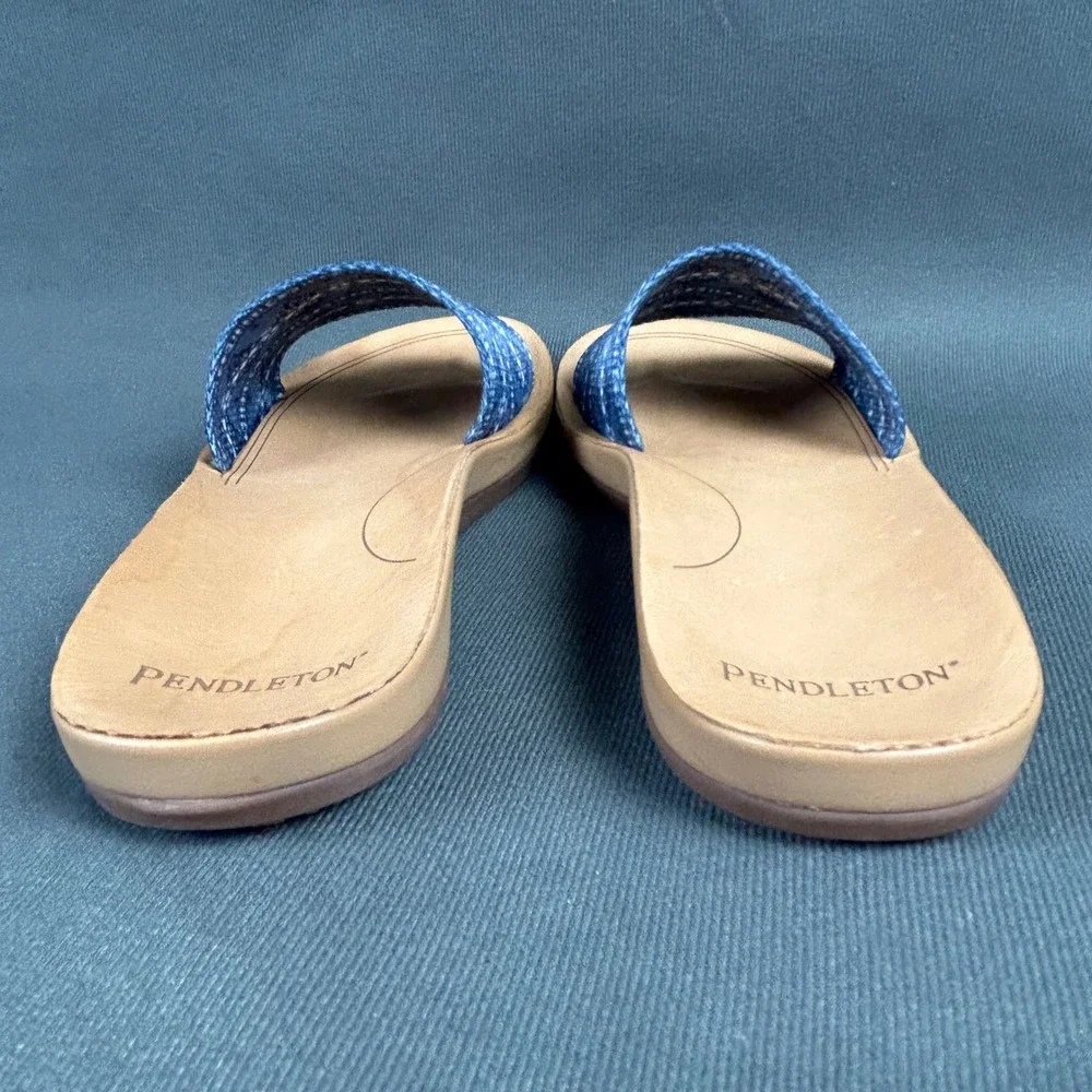 Pendleton‎ Desert Dawn Womens Blue Aztec Geo Slide Slip On Sandals Size 6M